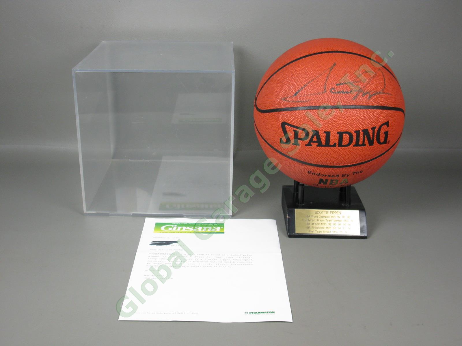 1996 Scottie Pippen Signed Full Size Basketball wCOA Chicago Bulls HOF Autograph