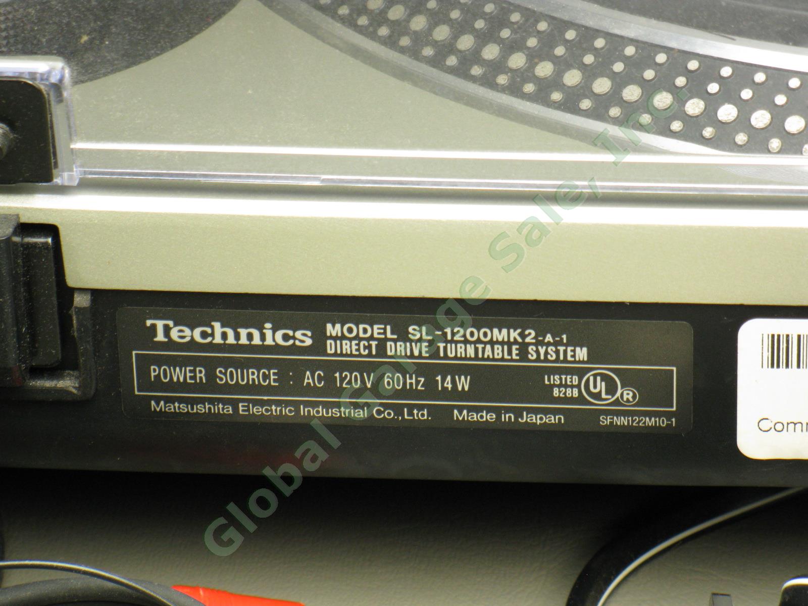Technics SL-1200MK2 Quartz Direct Drive DJ Turntable Works Great No Reserve! 9