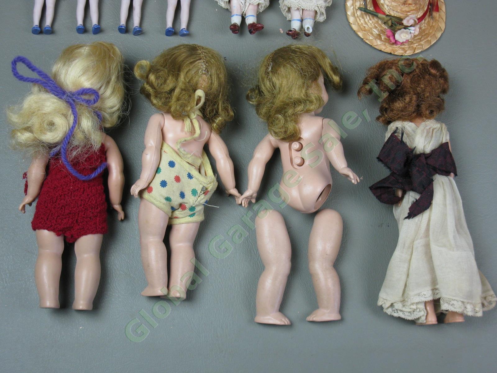 Vtg Antique Doll Lot Ball Socket Vogue Madame Alexander Alex Ginny + Clothing NR 12