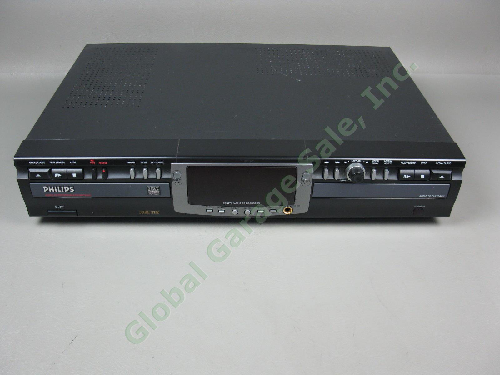 Philips CDR775 Dual Deck Audio CD Recorder Copier Burner + Remote Manual Bundle+ 1