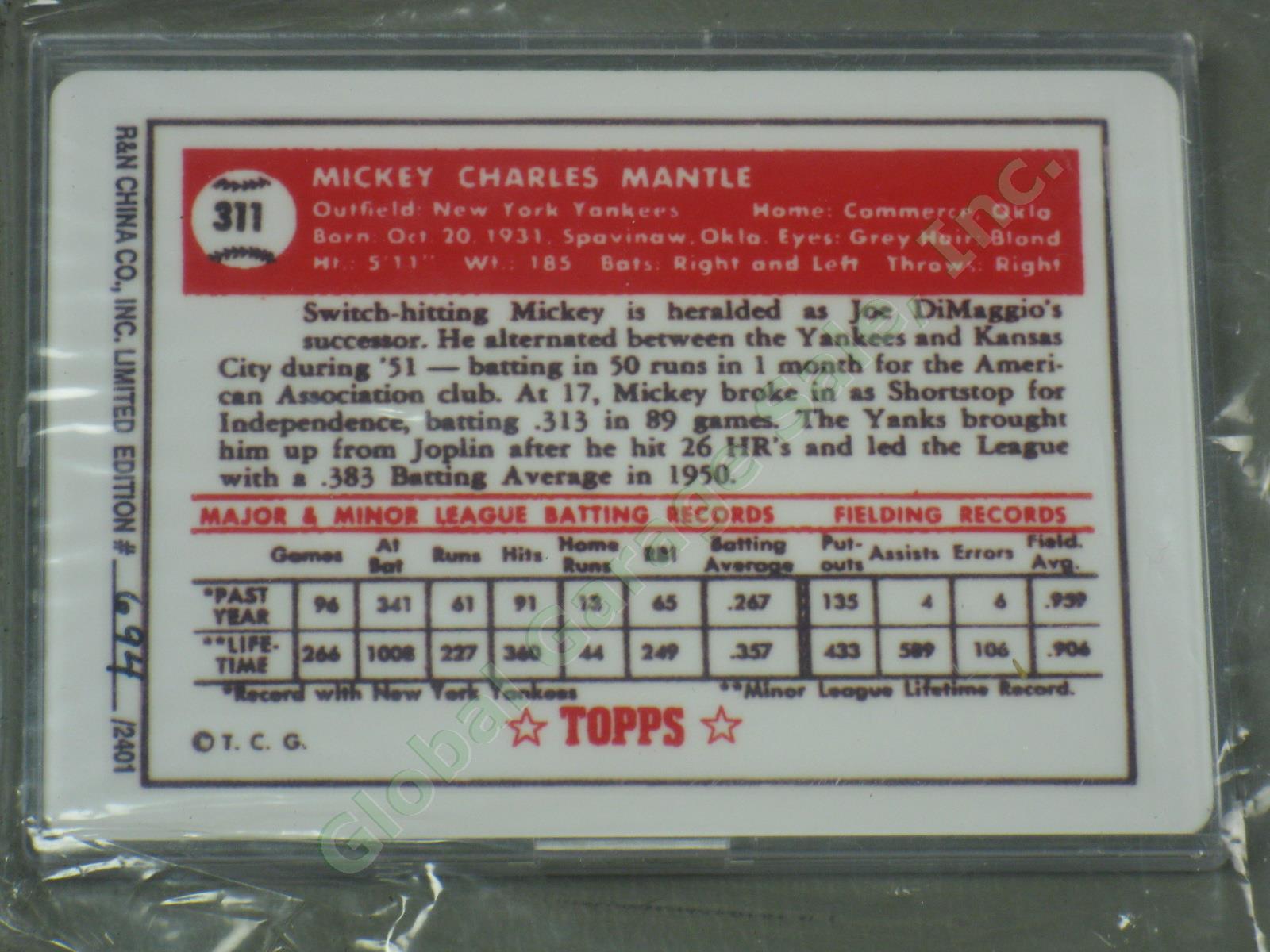 Vtg 1996 Mickey Mantle NY Yankees Topps Porcelain 23-Card Complete Set 694/2401 3