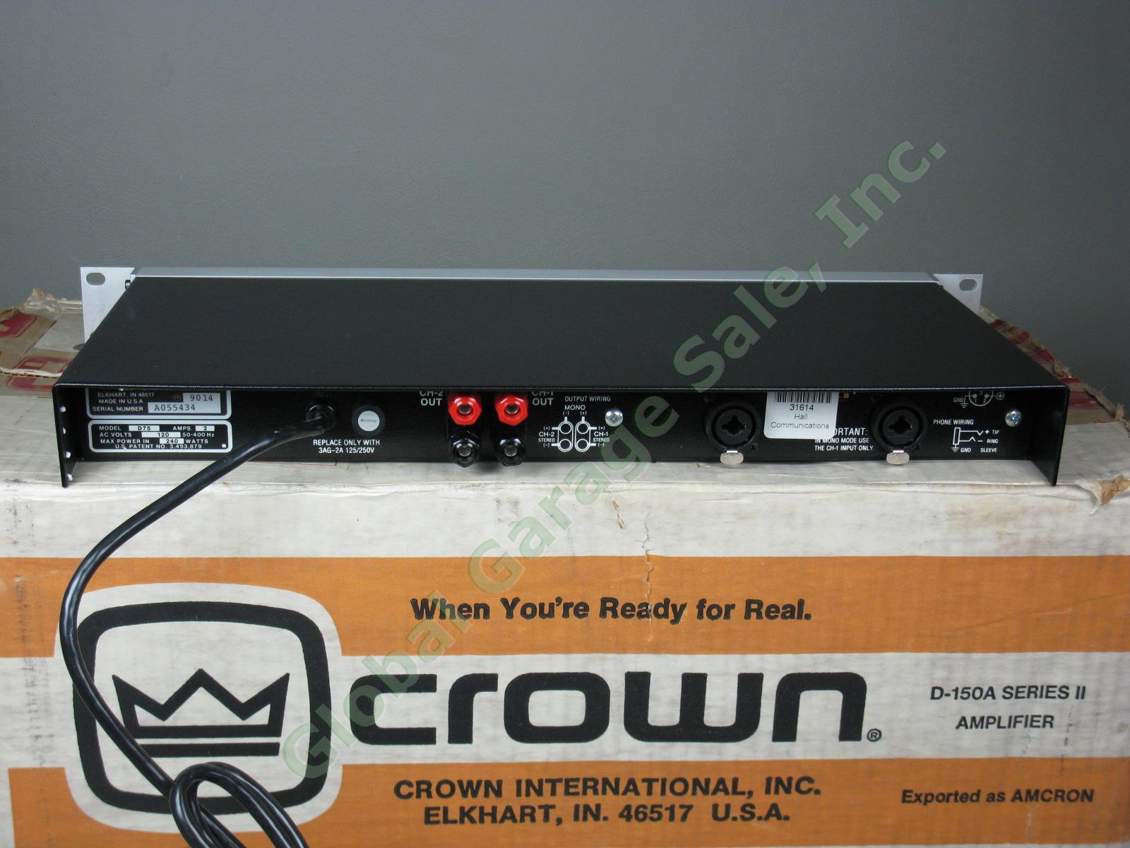 New Old Stock Unused Crown D-75 Two Channel Power Amplifier Amp No Reserve Price 6