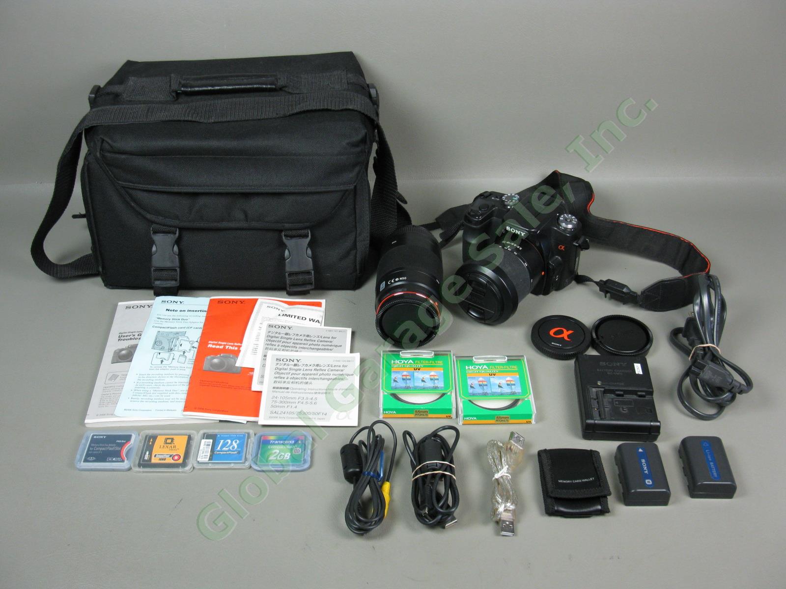 Sony Alpha DSLR-a100 10.2MP Digital SLR Camera Bundle + 2 Lenses 3 CF Card Bag +