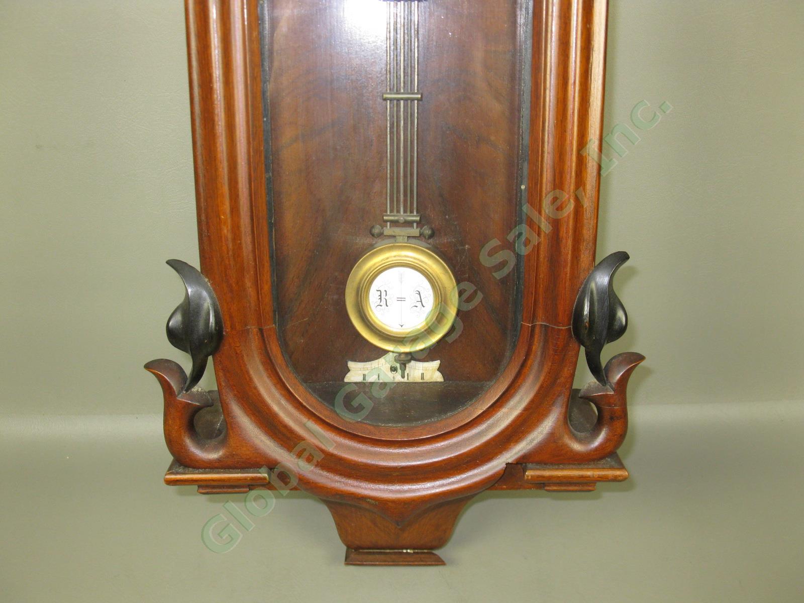 Antique ~1873 Lenzkirch German Pendulum RA Regulator Wall Clock 26 Serial 281536 2