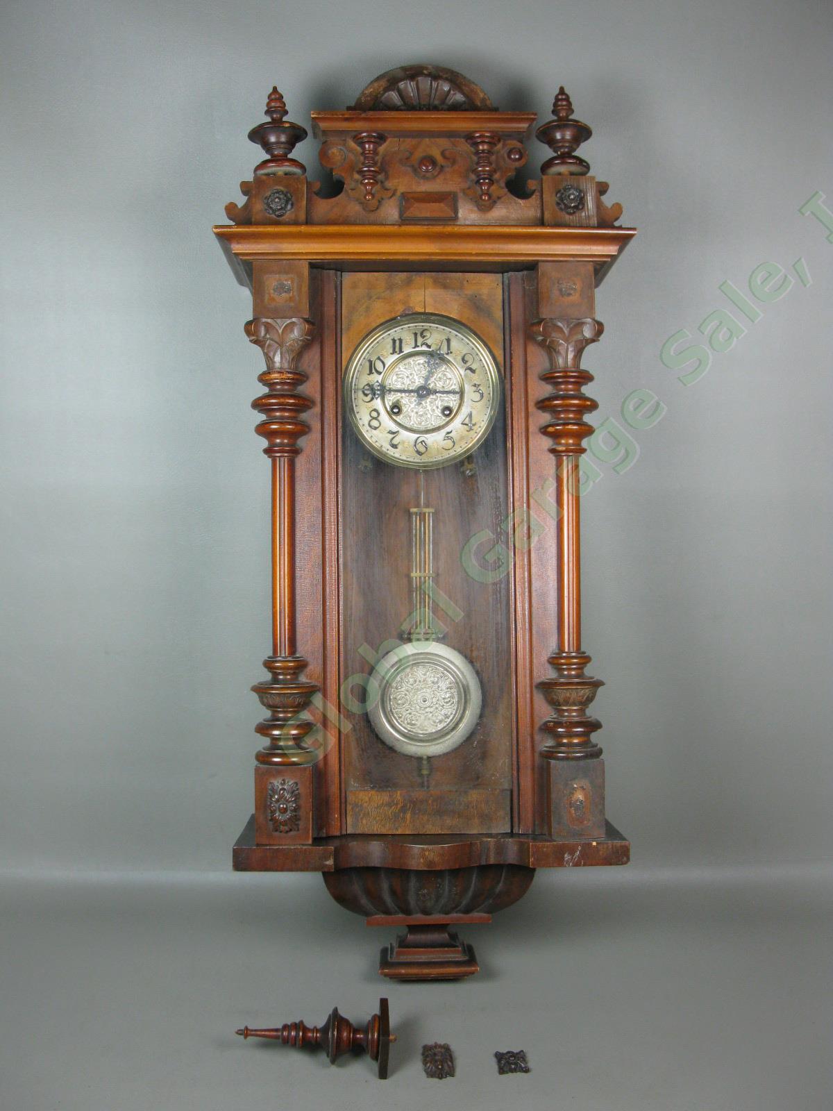 Antique Deutsches Reich German Pendulum Regulator Wall Clock Patent 55006 72797