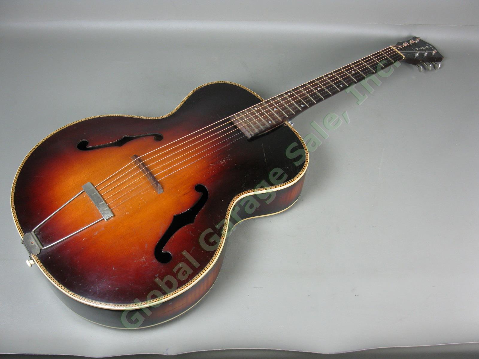 Vtg 1930s 1940s Harmony Marwin No 1 Arch Top Acoustic Guitar w/ Case NO RES! 1