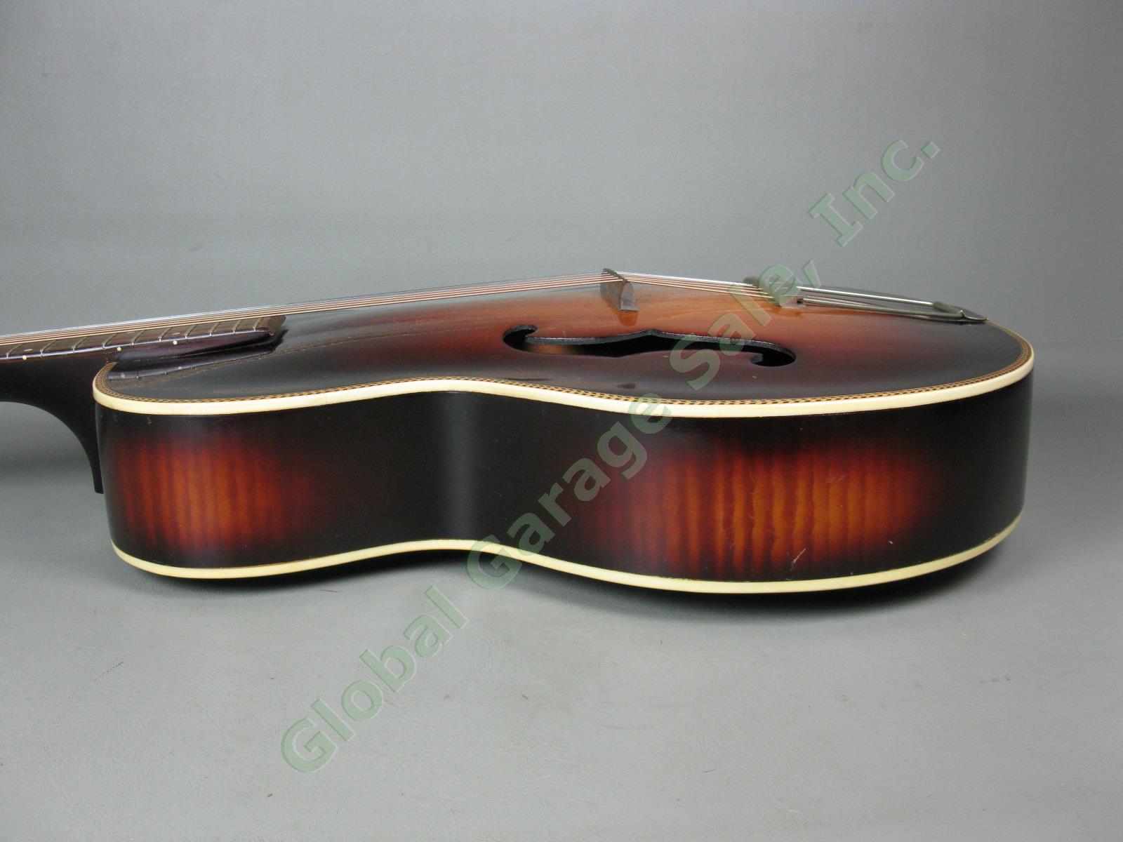 Vtg 1930s 1940s Harmony Marwin No 1 Arch Top Acoustic Guitar w/ Case NO RES! 7