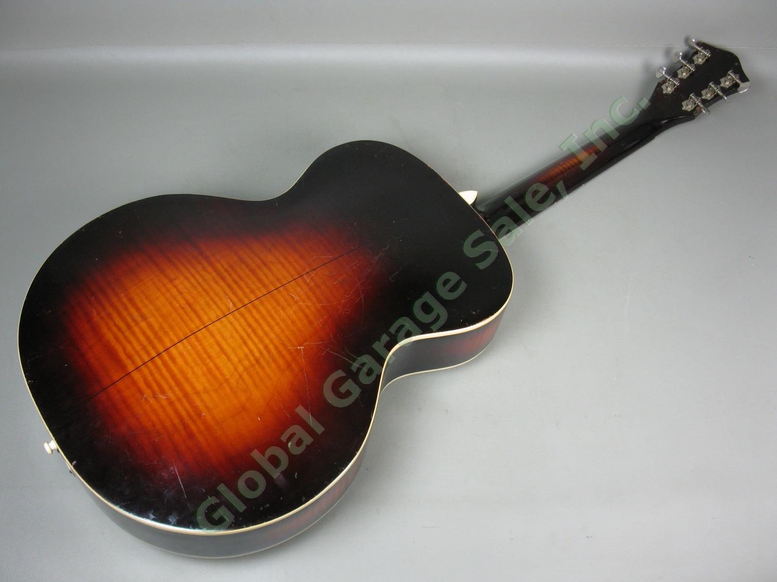 Vtg 1930s 1940s Harmony Marwin No 1 Arch Top Acoustic Guitar w/ Case NO RES! 10