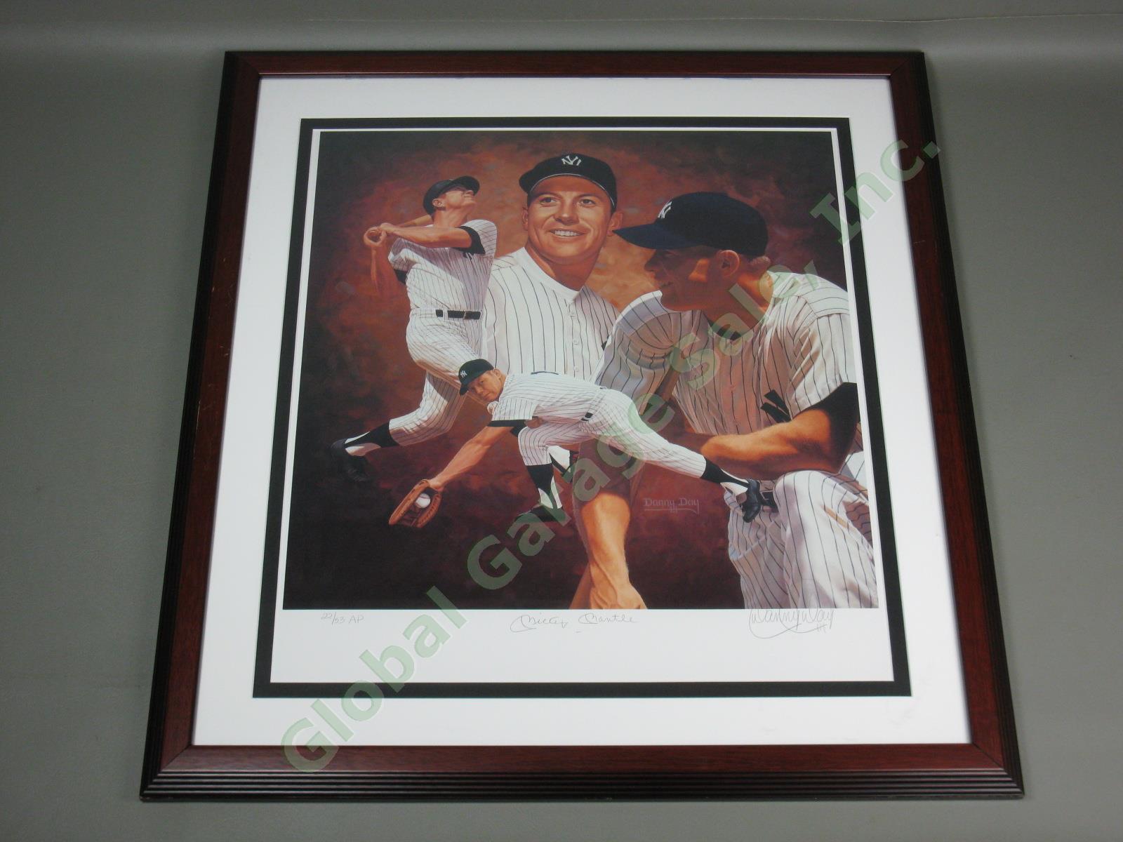Mickey Mantle Signed Framed NY Yankees Danny Day Print A/P 22/53 JSA COA 18"x18"