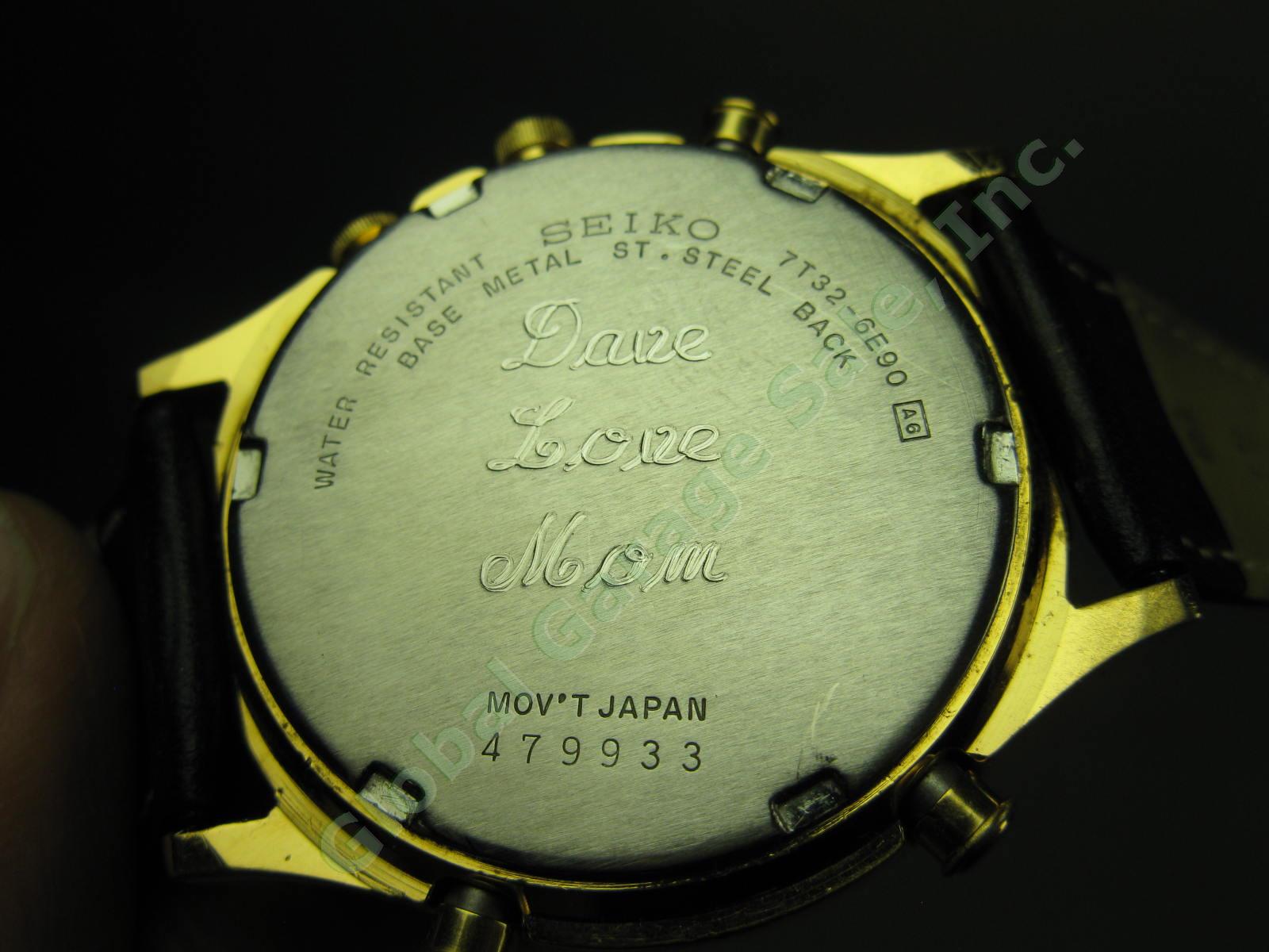 Mens Seiko Disney Mickey Mouse Alarm Chronograph Lumibrite Glow Watch 7T32-6E90 5