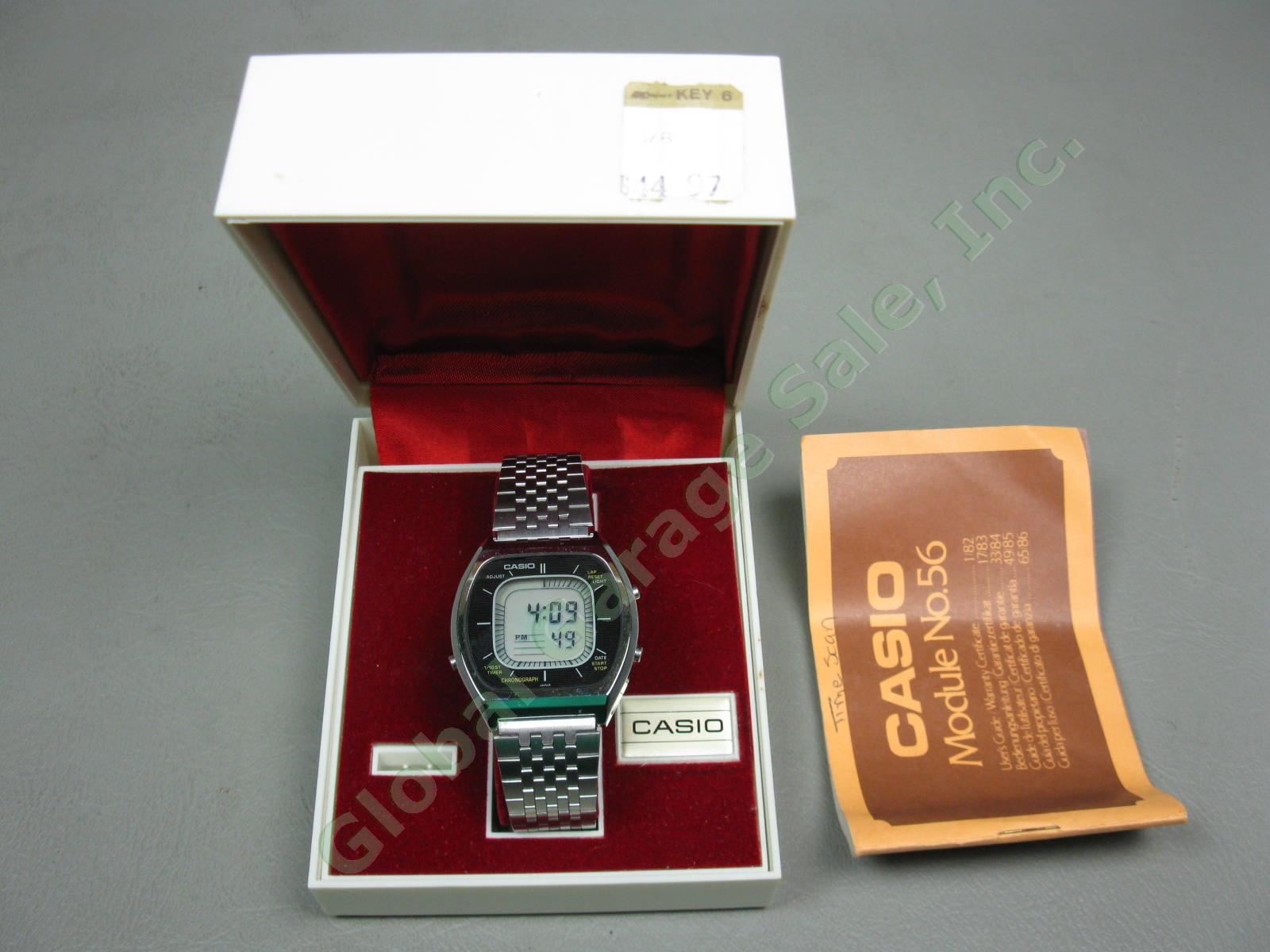 Vtg 1980 Casio Casiotron Timescan 56QS-38 Digital Quartz Chronograph LCD Watch +