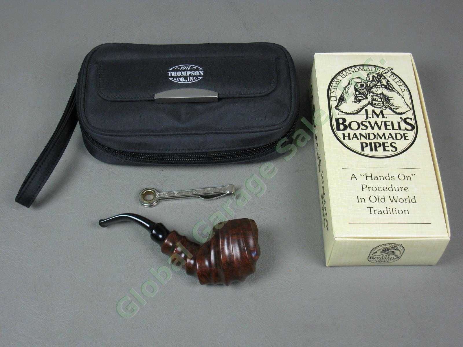 JM Boswell 2003 Freehand Fluted Tobacco Pipe w/Box + Thompson Case Nice Grain!!