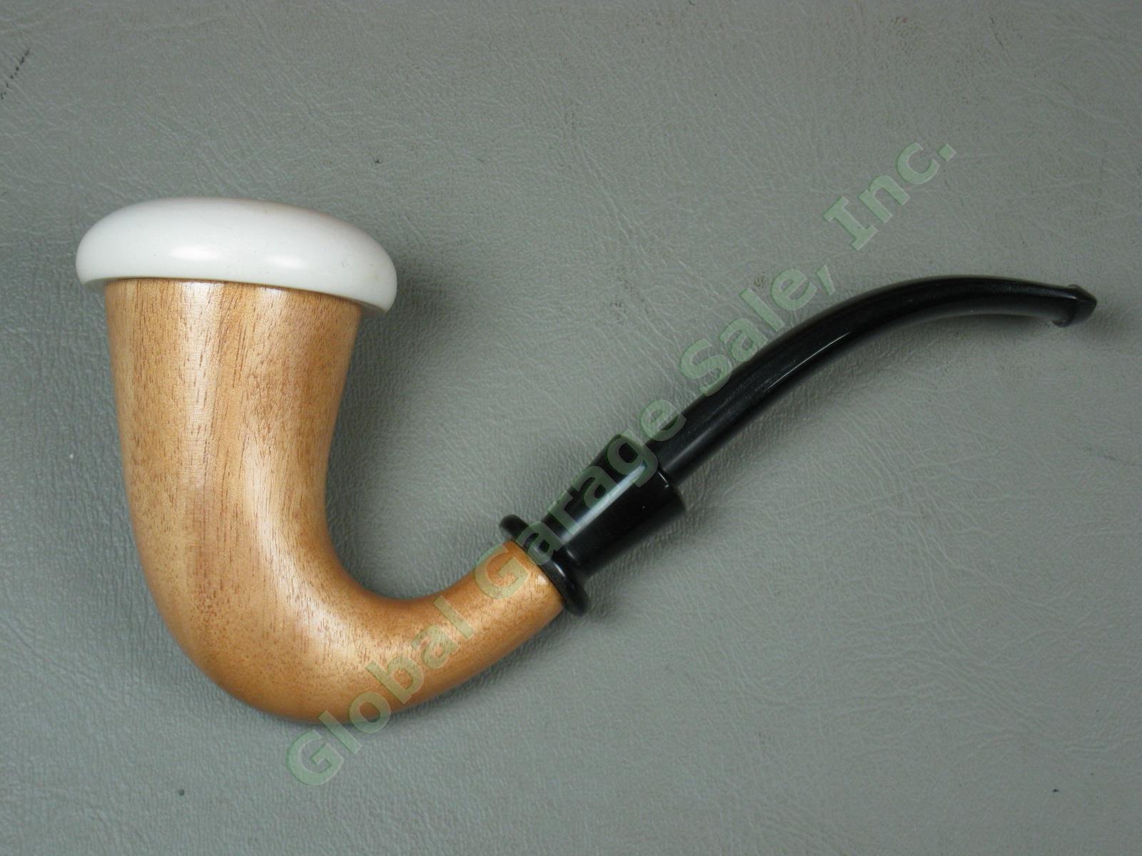 Vtg Sherlock Holmes Calabash Meerschaum Tobacco Pipe w/Box + Molina Italy w/Case 1
