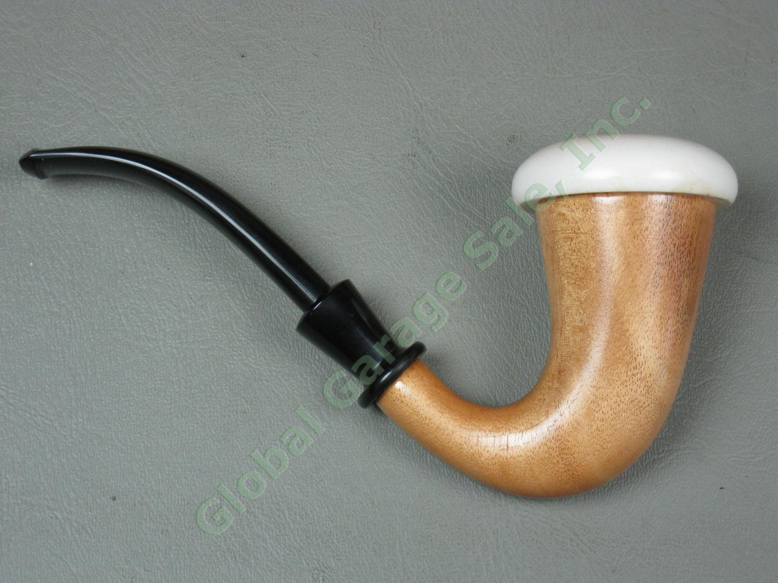 Vtg Sherlock Holmes Calabash Meerschaum Tobacco Pipe w/Box + Molina Italy w/Case 2