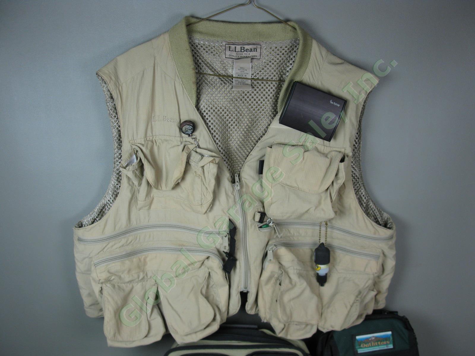 Huge Fly Fishing Gear Lot LL Bean Vest Orvis Cases Line New Bags Books Cabelas + 1