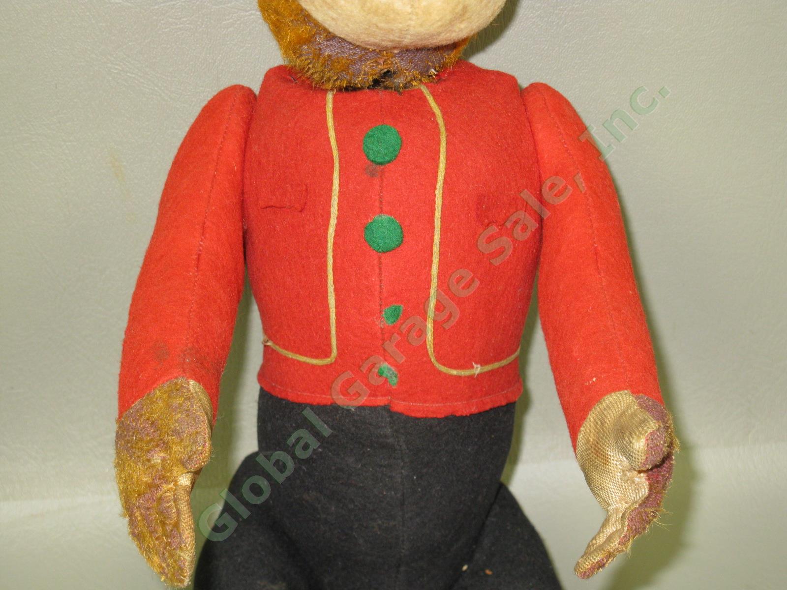 Vtg Antique 1920s Schuco Yes No Jointed Monkey Toy W/ Red Bellhop Uniform Works 2