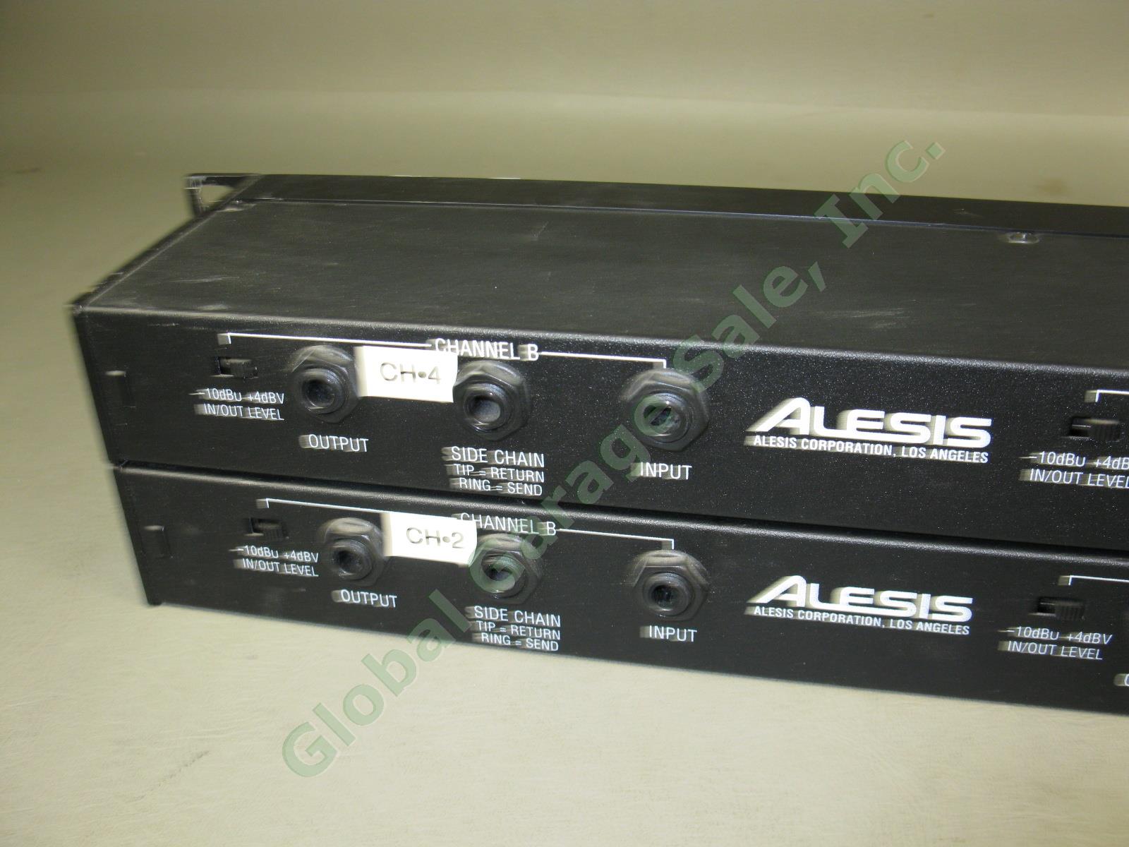 2x Alesis 3630 Rack Mount RMS/Peak Dual Channel Compressor Limiter W/ Gate Lot 7
