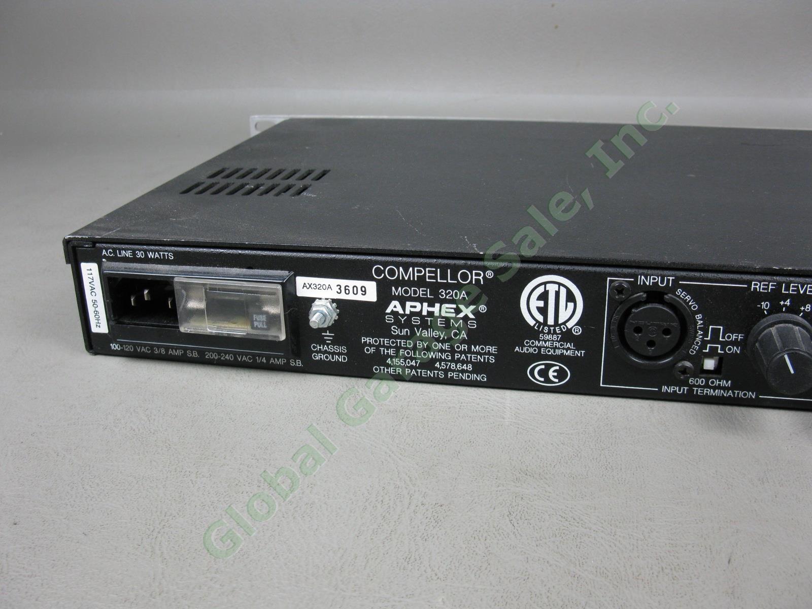 Aphex Compellor 320A Dual Channel Rack Mount Audio Compressor Leveler Limiter NR 7