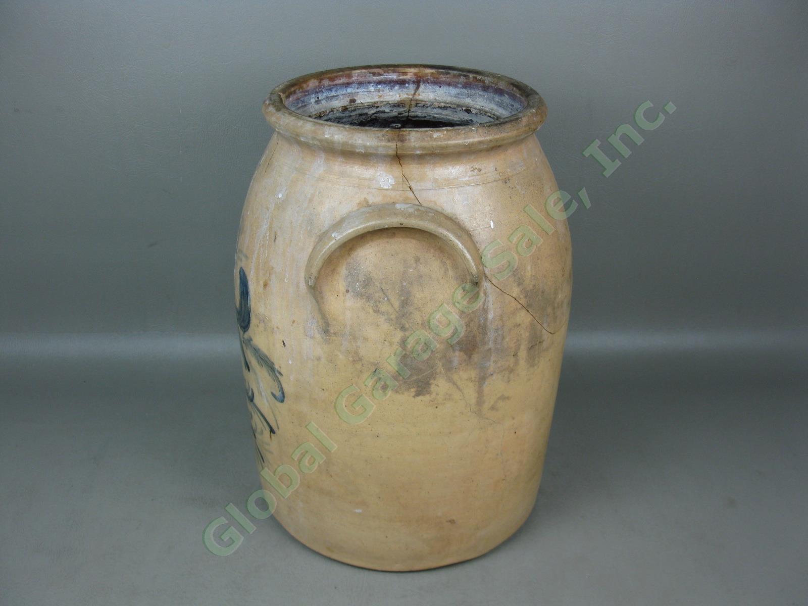 Vtg Antique H.N Ballard Burlington VT 3-Gallon Cobalt Salt Glaze Stoneware Crock 2