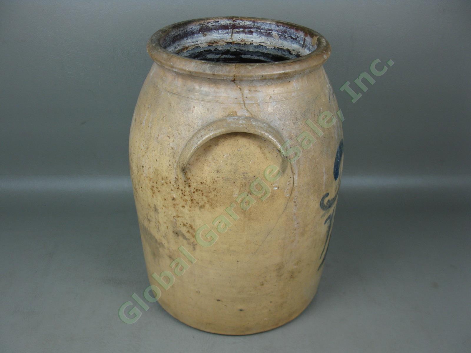 Vtg Antique H.N Ballard Burlington VT 3-Gallon Cobalt Salt Glaze Stoneware Crock 4