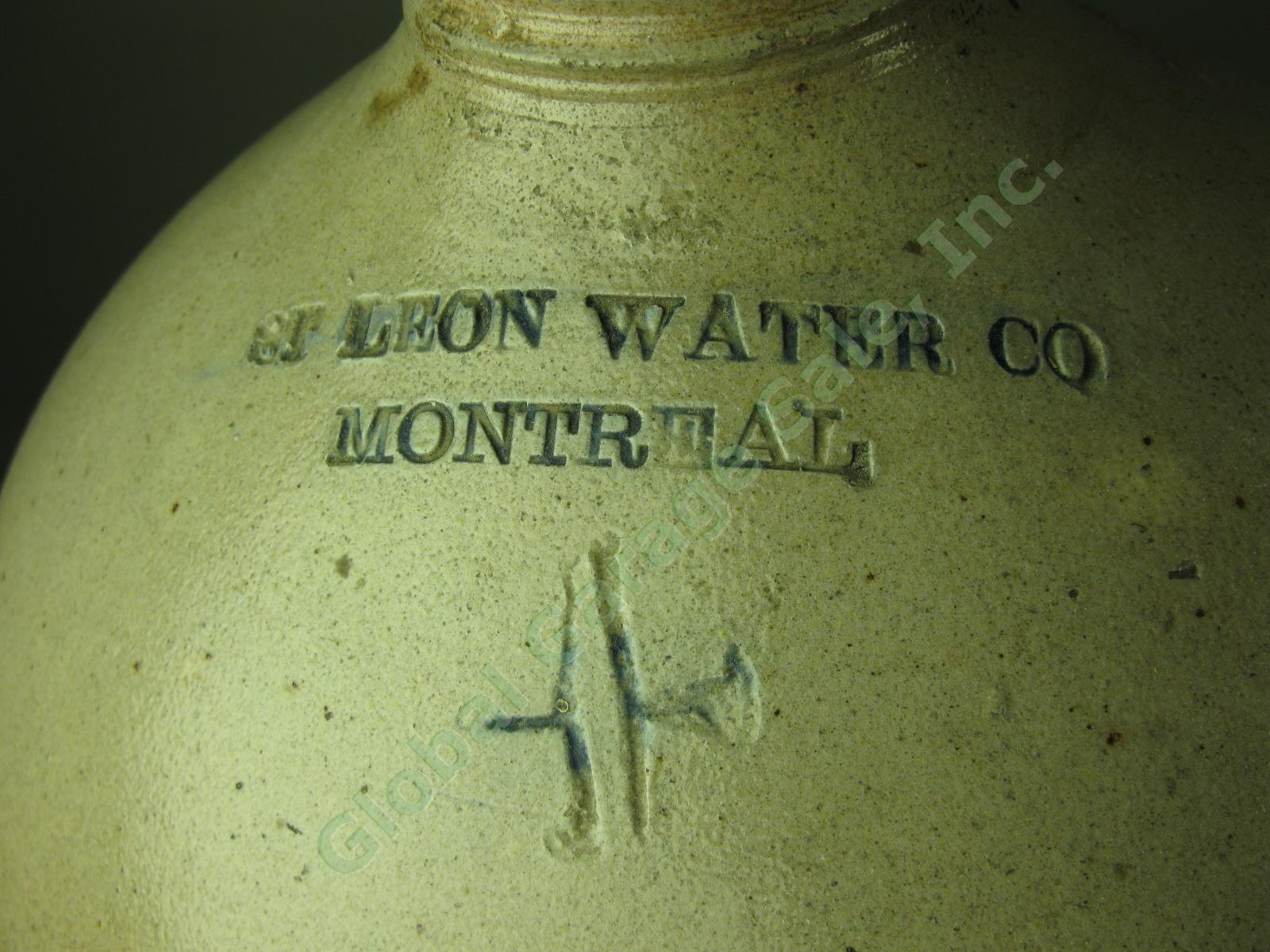 Vtg Antique St Leon Water Co Montreal Canada Cobalt Salt Glaze Stoneware Jug 18" 1