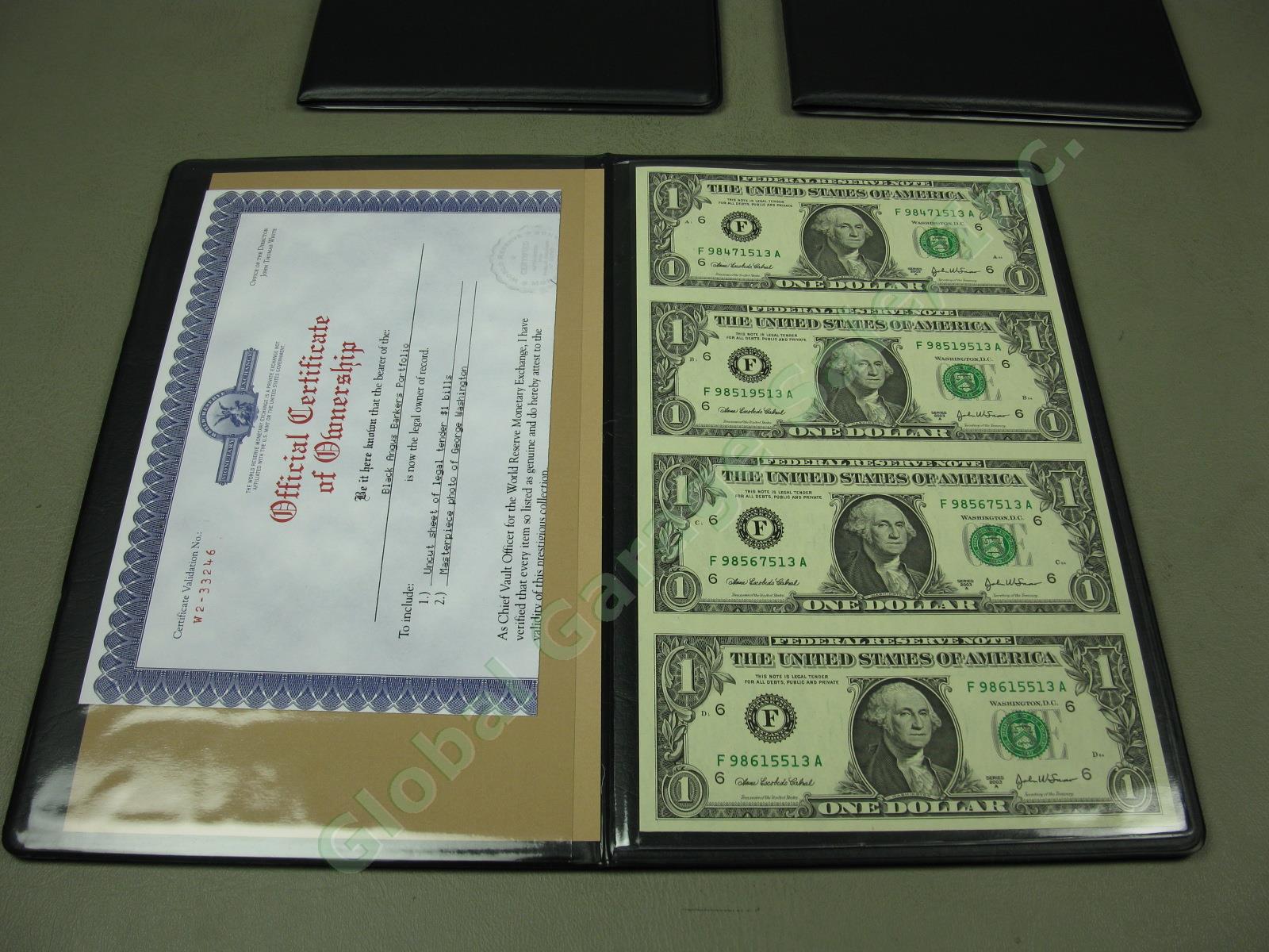 4 World Reserve Monetary Exchange Uncut Sheet US Bill Note Album Book Sets $1-20 1