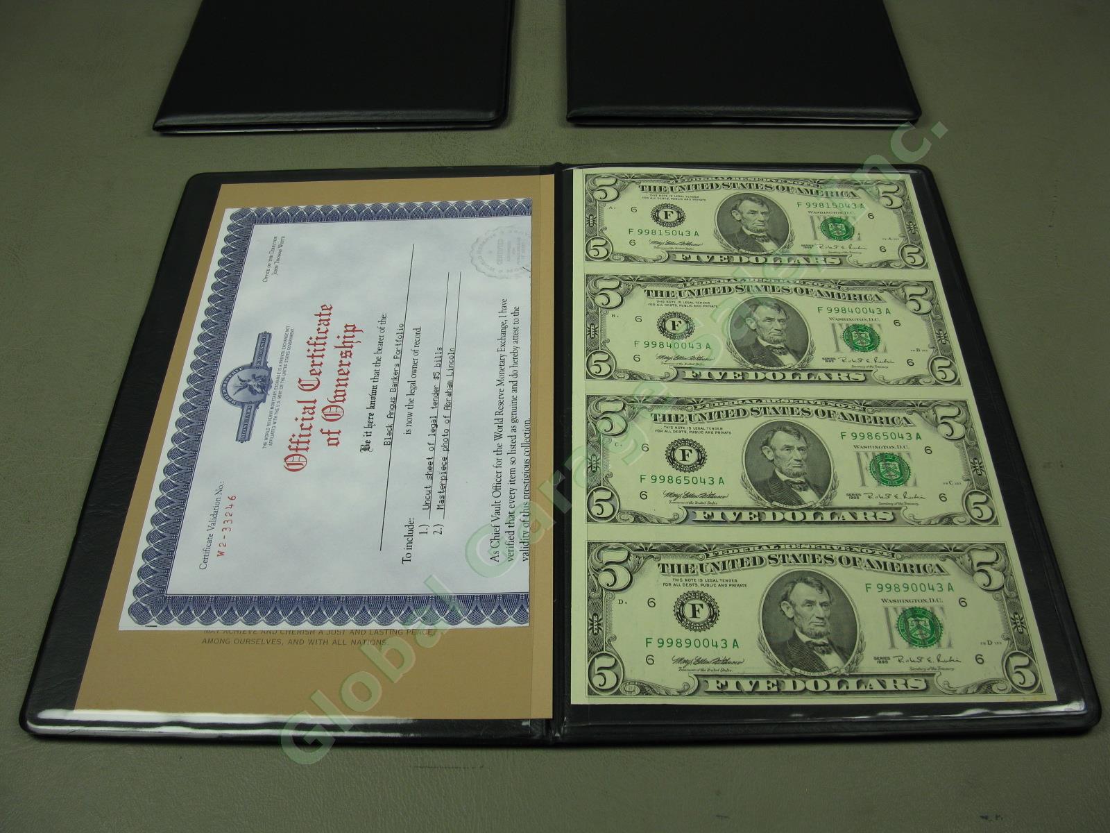 4 World Reserve Monetary Exchange Uncut Sheet US Bill Note Album Book Sets $1-20 3