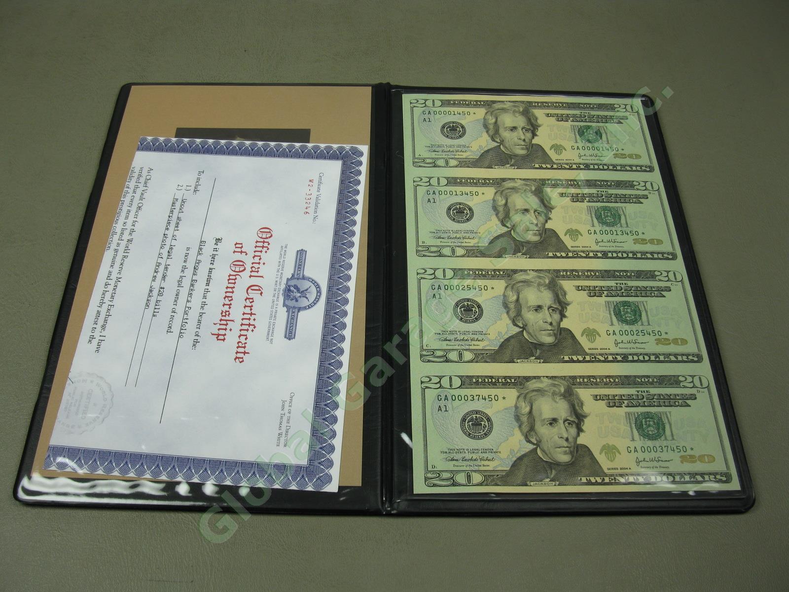 4 World Reserve Monetary Exchange Uncut Sheet US Bill Note Album Book Sets $1-20 7
