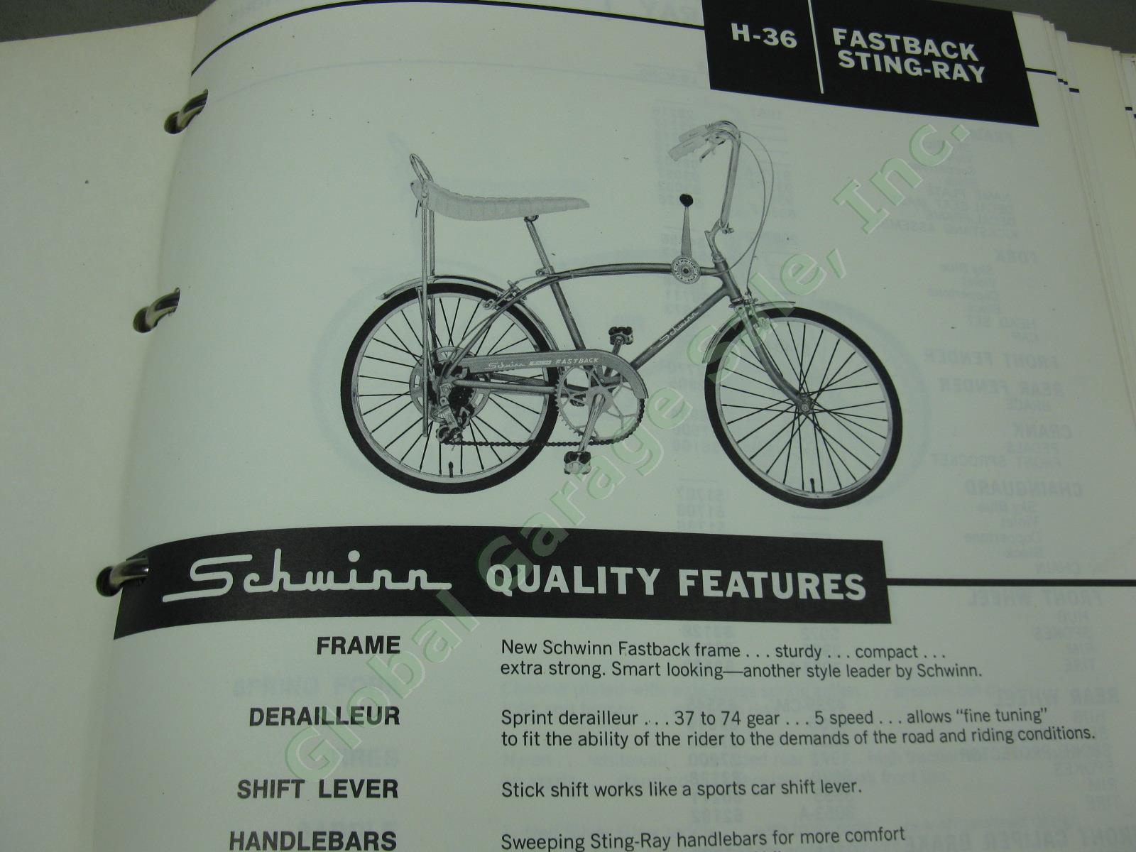 Vtg 1960s Arnold Schwinn Bicycle Dealer Part Accessory Service Manual Binder Lot 12