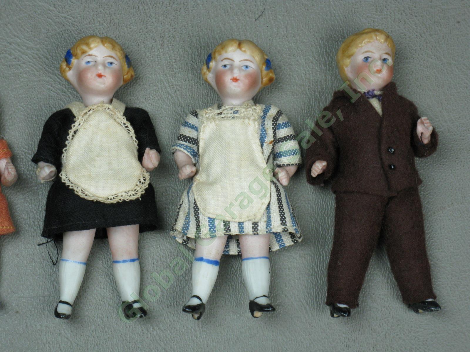 6 Vtg Antique 1920s 1930s Porcelain Bisque Jointed Doll Lot Germany Orig Clothes 1