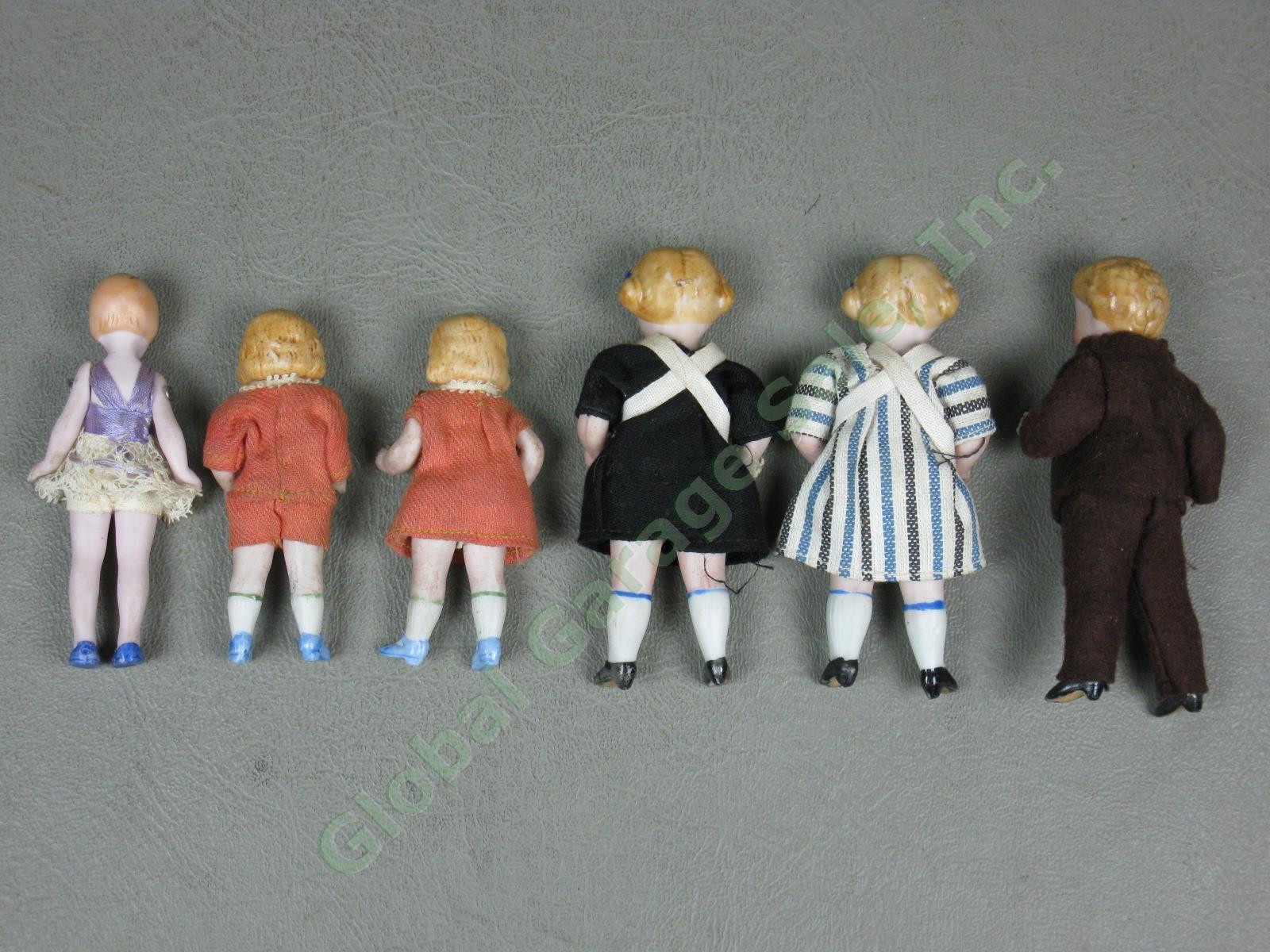 6 Vtg Antique 1920s 1930s Porcelain Bisque Jointed Doll Lot Germany Orig Clothes 3