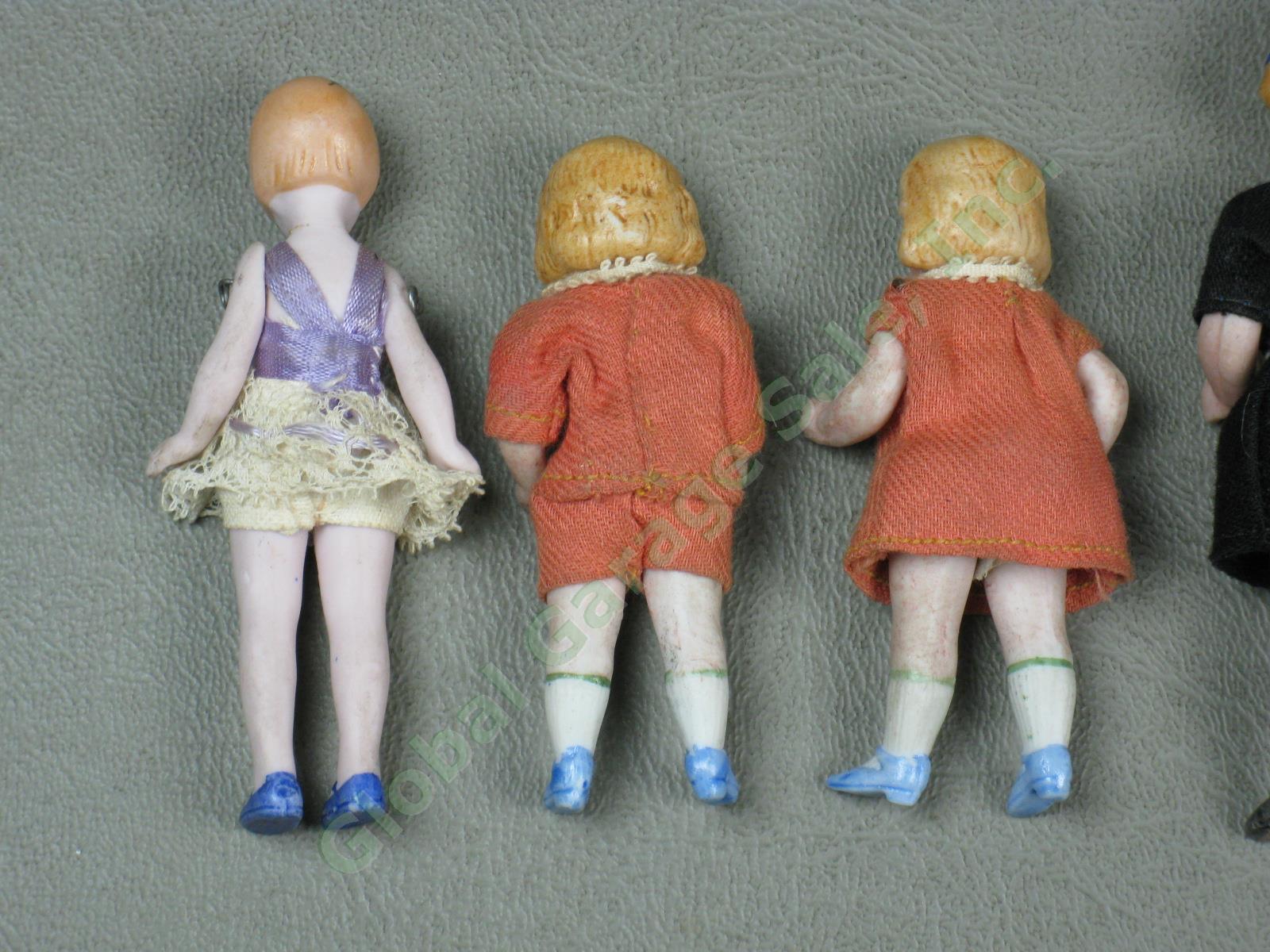 6 Vtg Antique 1920s 1930s Porcelain Bisque Jointed Doll Lot Germany Orig Clothes 5