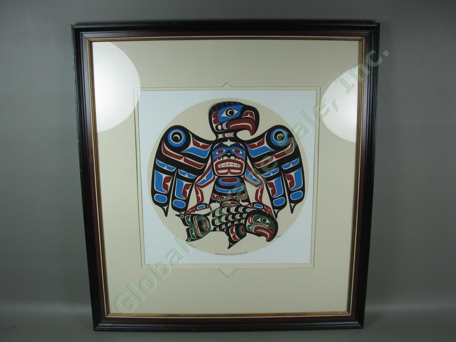 Vtg Eugene Hunt Signed Northwest Coast First Nations Print Eagle &Salmon 114/200