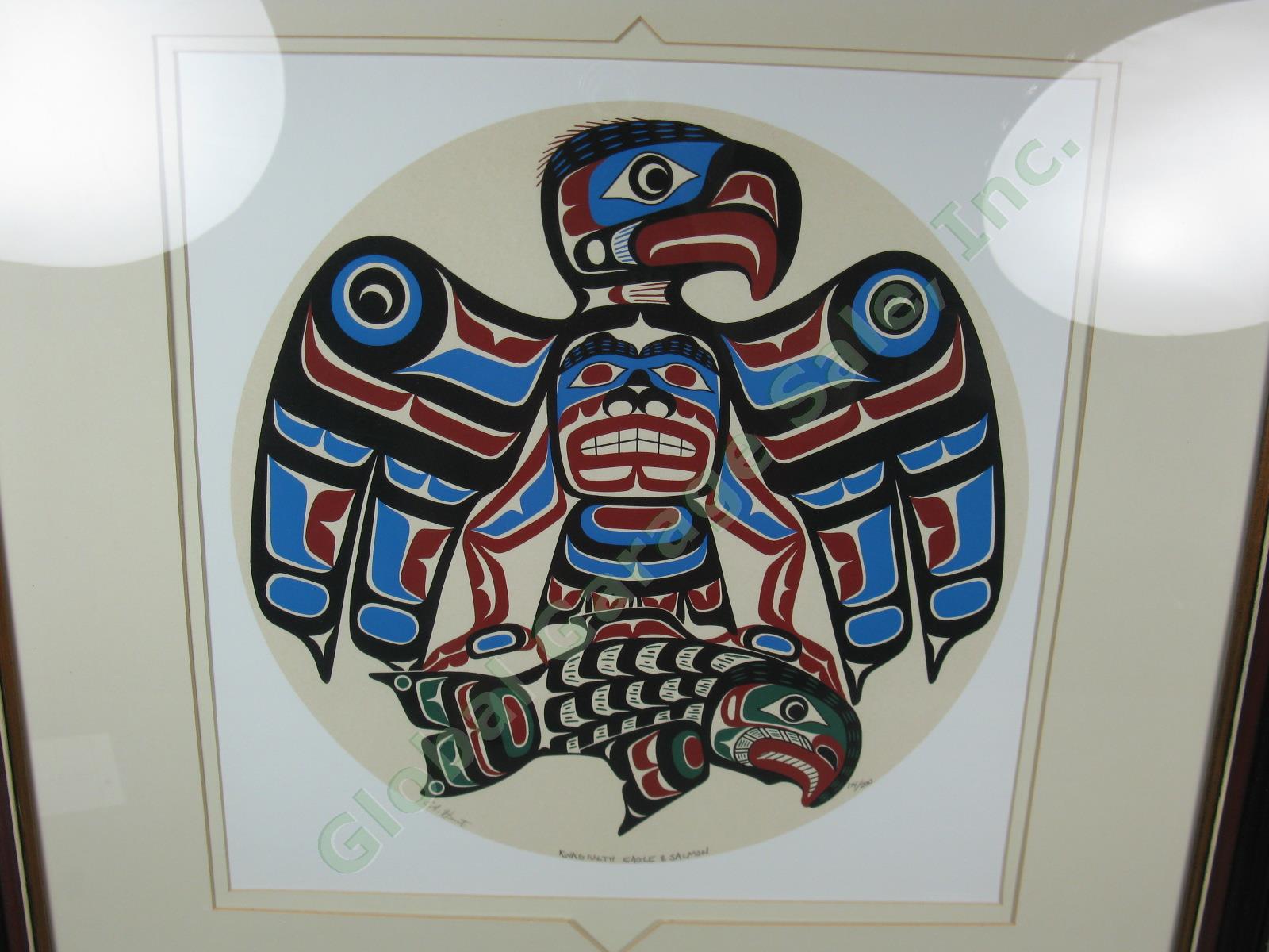 Vtg Eugene Hunt Signed Northwest Coast First Nations Print Eagle &Salmon 114/200 1