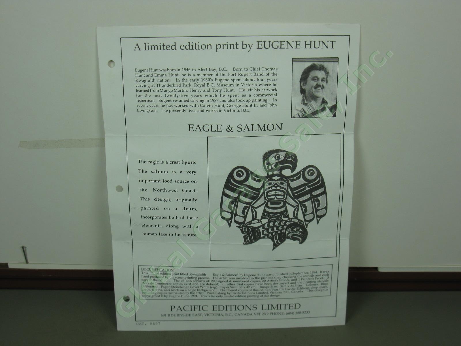 Vtg Eugene Hunt Signed Northwest Coast First Nations Print Eagle &Salmon 114/200 5