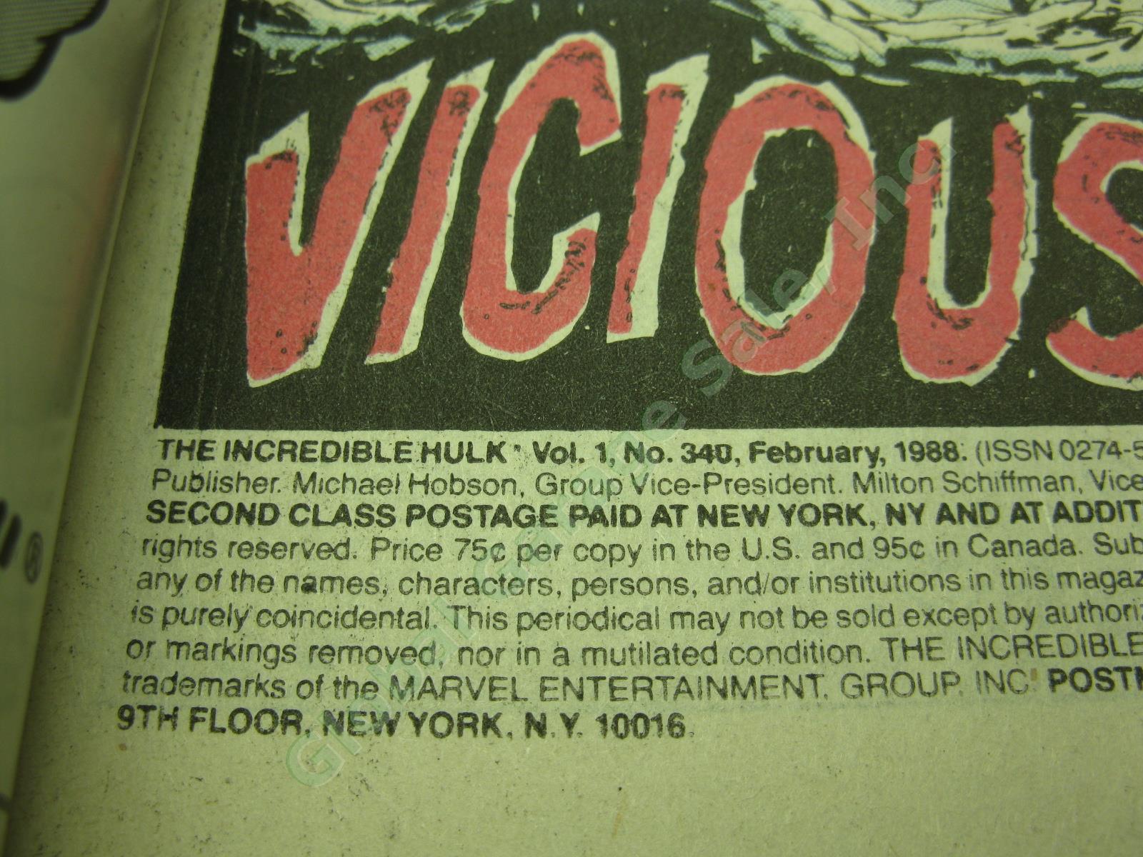 1988 Marvel The Incredible Hulk 340 Vs Wolverine Classic Todd McFarlane Cover NR 3