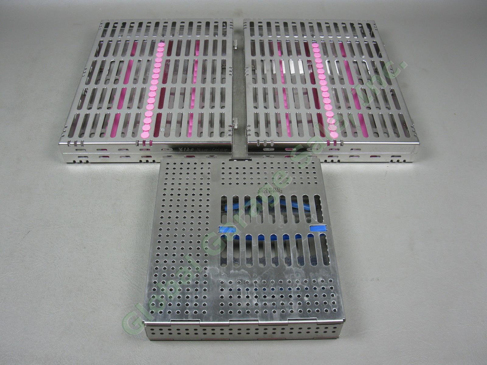 3 Stainless Dental Instrument Sterilizer Cassettes Trays Racks Box Lot Hu-Friedy