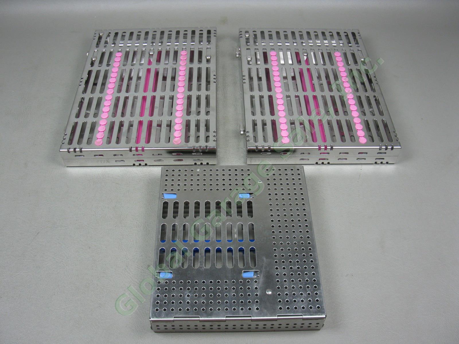 3 Stainless Dental Instrument Sterilizer Cassettes Trays Racks Box Lot Hu-Friedy 1