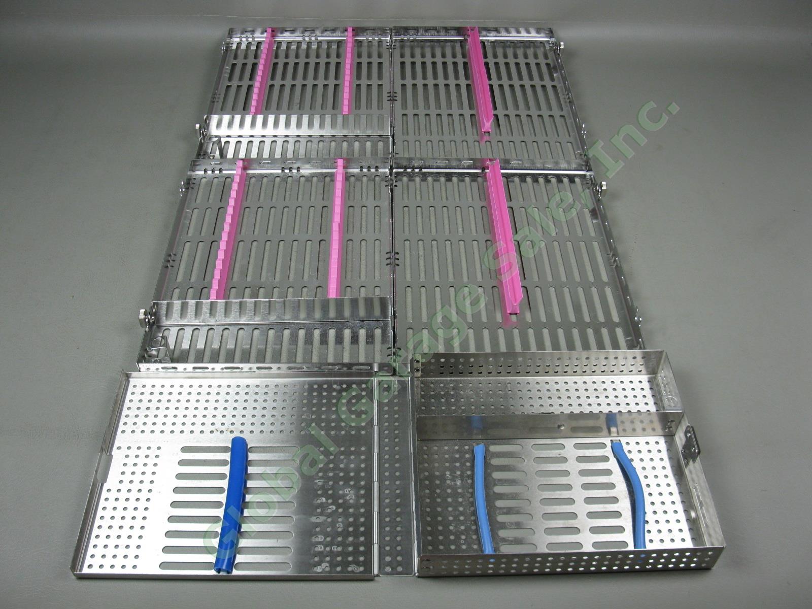 3 Stainless Dental Instrument Sterilizer Cassettes Trays Racks Box Lot Hu-Friedy 2