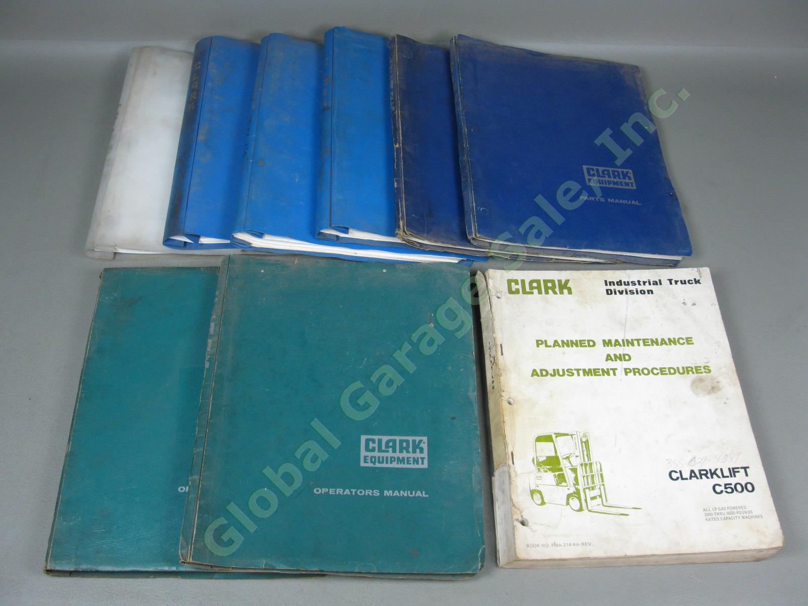 9 Vtg Clark Forklift Operators Parts Service Manual Lot C500 CF-20/25 1960s-90s
