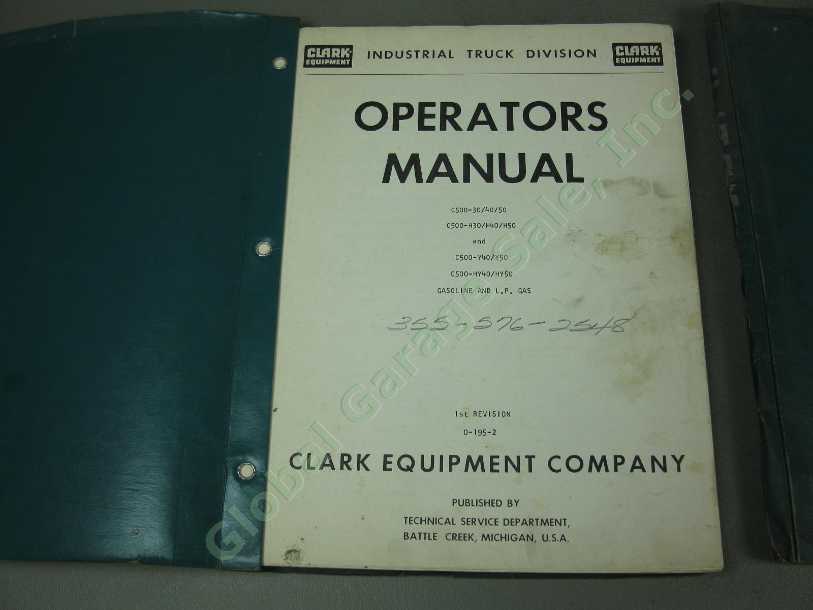 9 Vtg Clark Forklift Operators Parts Service Manual Lot C500 CF-20/25 1960s-90s 1