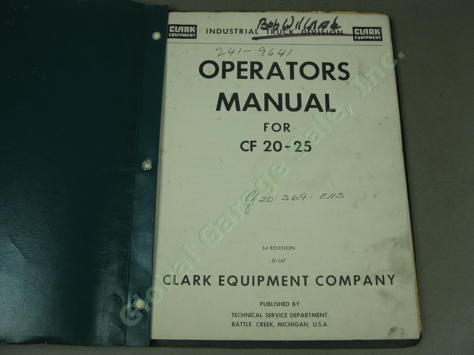 9 Vtg Clark Forklift Operators Parts Service Manual Lot C500 CF-20/25 1960s-90s 2