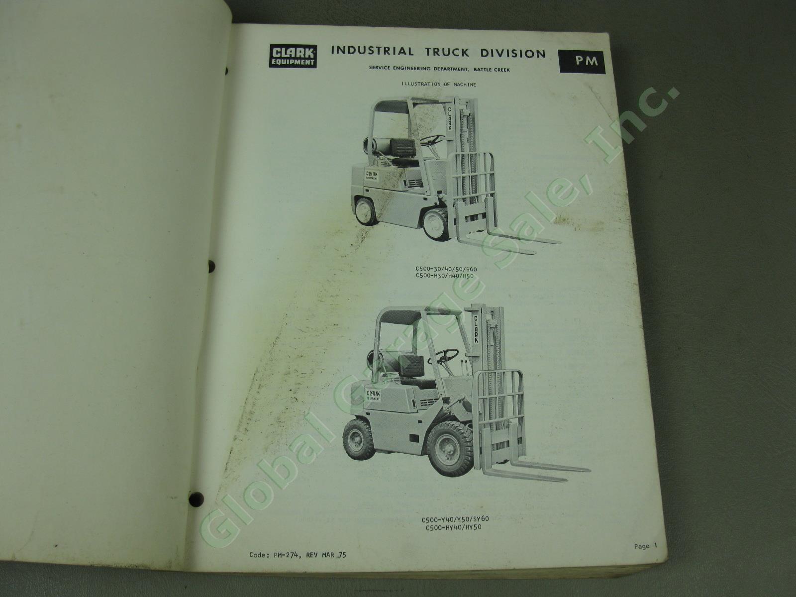 9 Vtg Clark Forklift Operators Parts Service Manual Lot C500 CF-20/25 1960s-90s 10