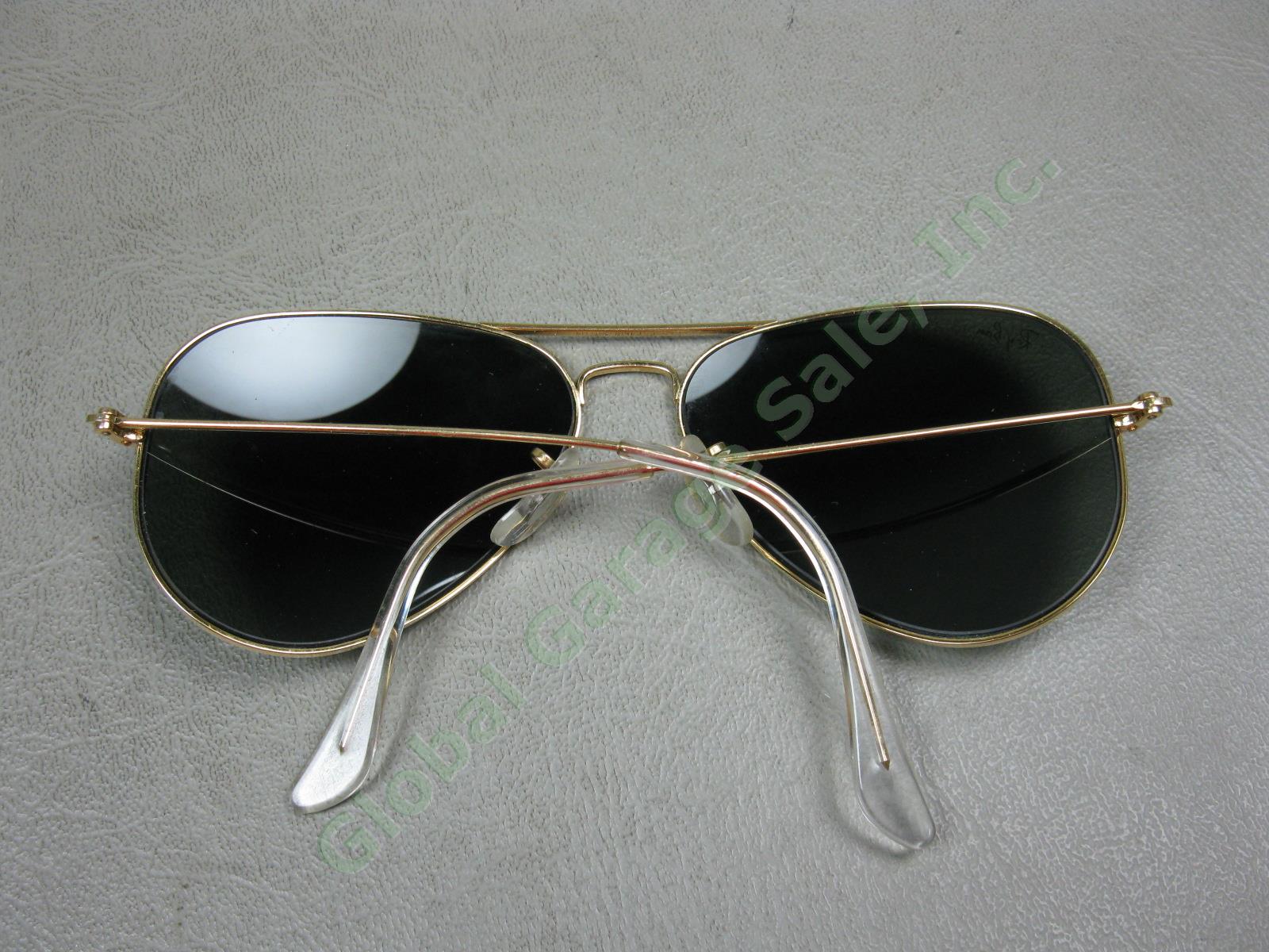 B&L Ray Ban 58 14 Green Lens Gold Aviator Outdoorsman Sunglasses +Belt-Loop Case 3