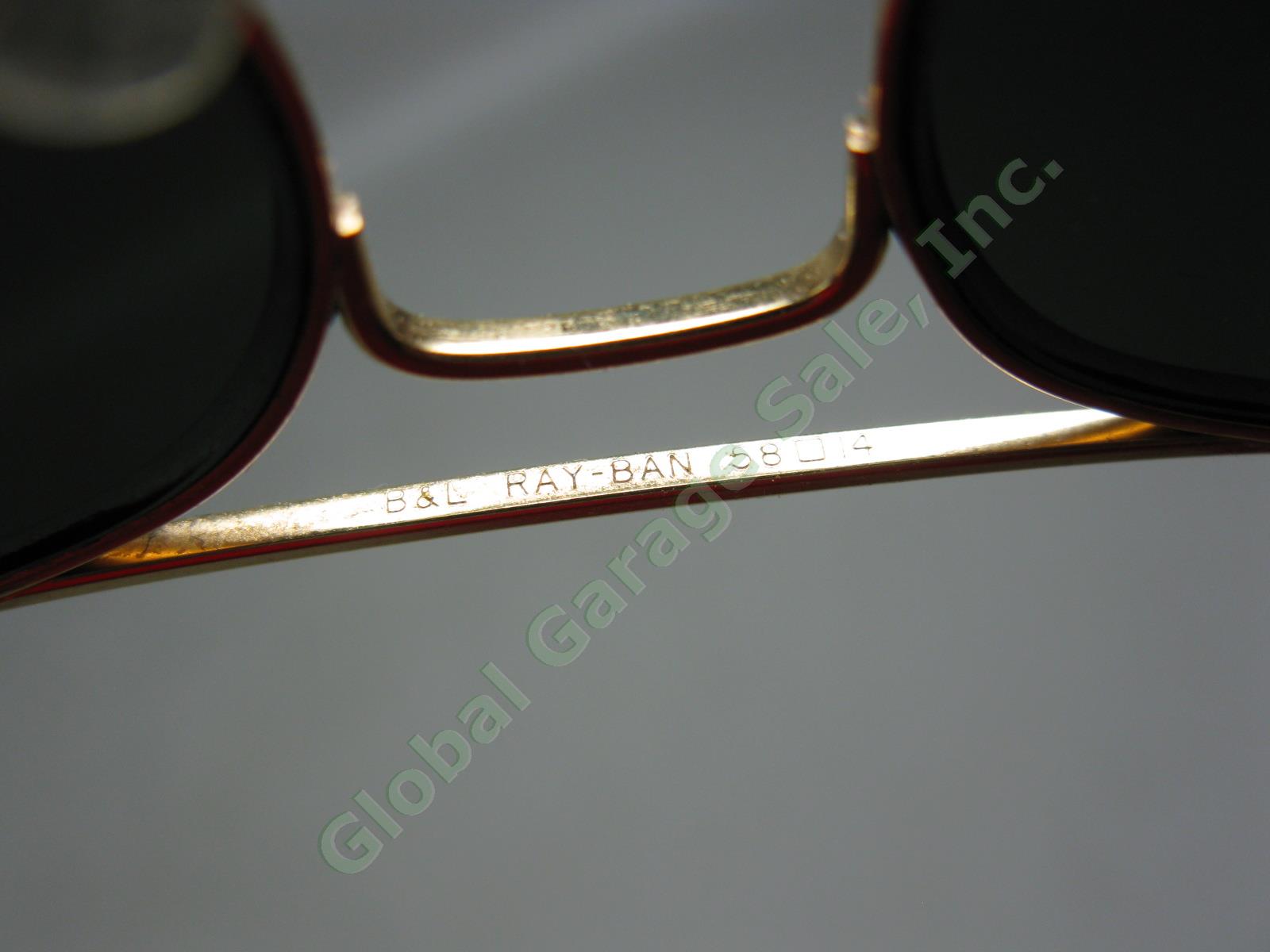 B&L Ray Ban 58 14 Green Lens Gold Aviator Outdoorsman Sunglasses +Belt-Loop Case 4
