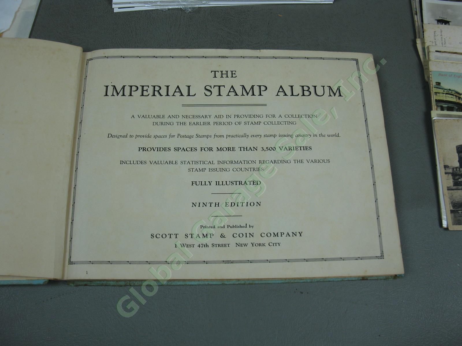 Vtg US + World Stamp Lot 1928 Scotts Imperial Album Sheets Blocks Postcards NR! 2