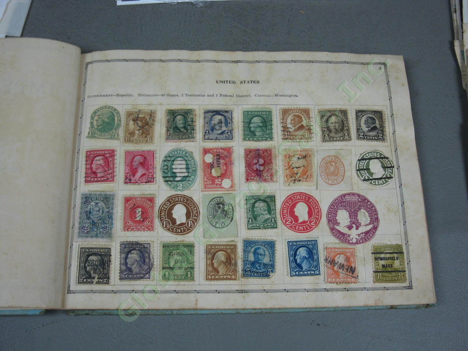 Vtg US + World Stamp Lot 1928 Scotts Imperial Album Sheets Blocks Postcards NR! 4