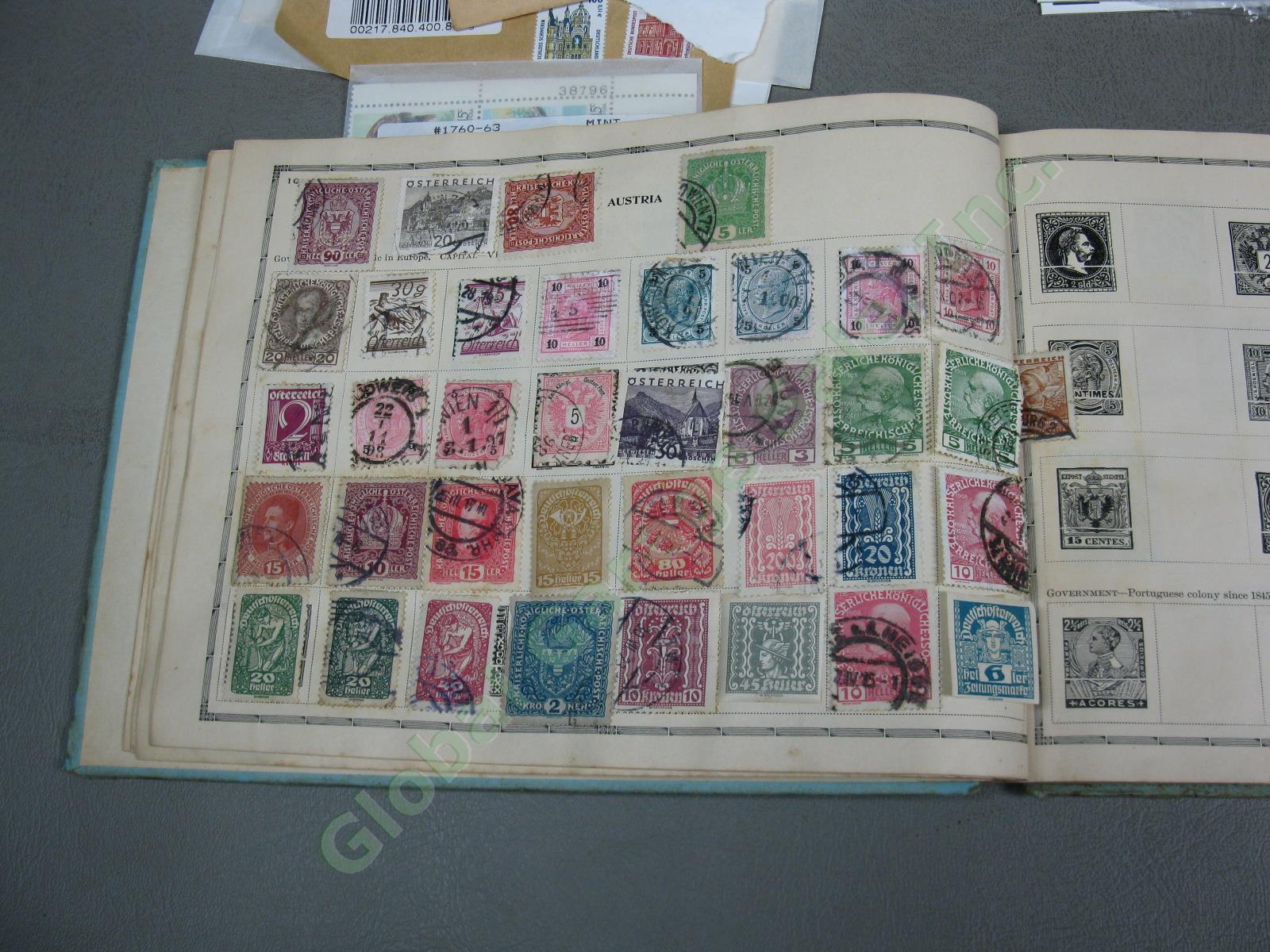 Vtg US + World Stamp Lot 1928 Scotts Imperial Album Sheets Blocks Postcards NR! 6