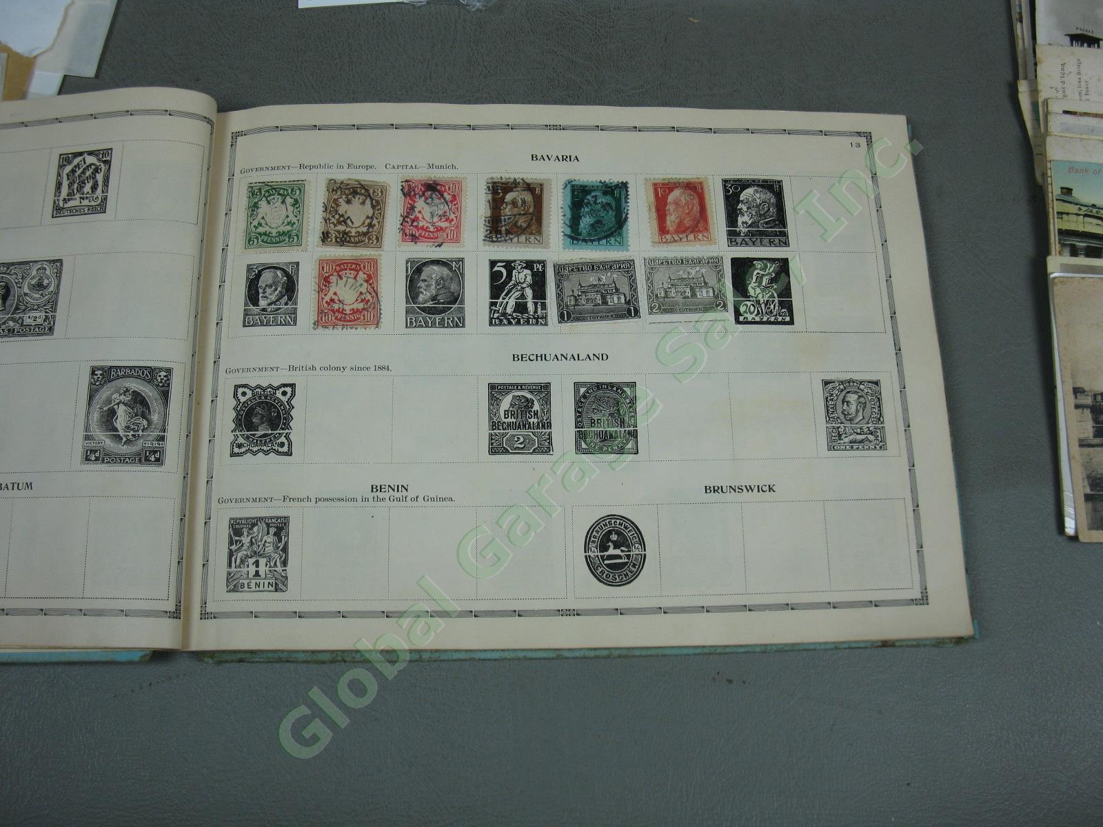 Vtg US + World Stamp Lot 1928 Scotts Imperial Album Sheets Blocks Postcards NR! 7