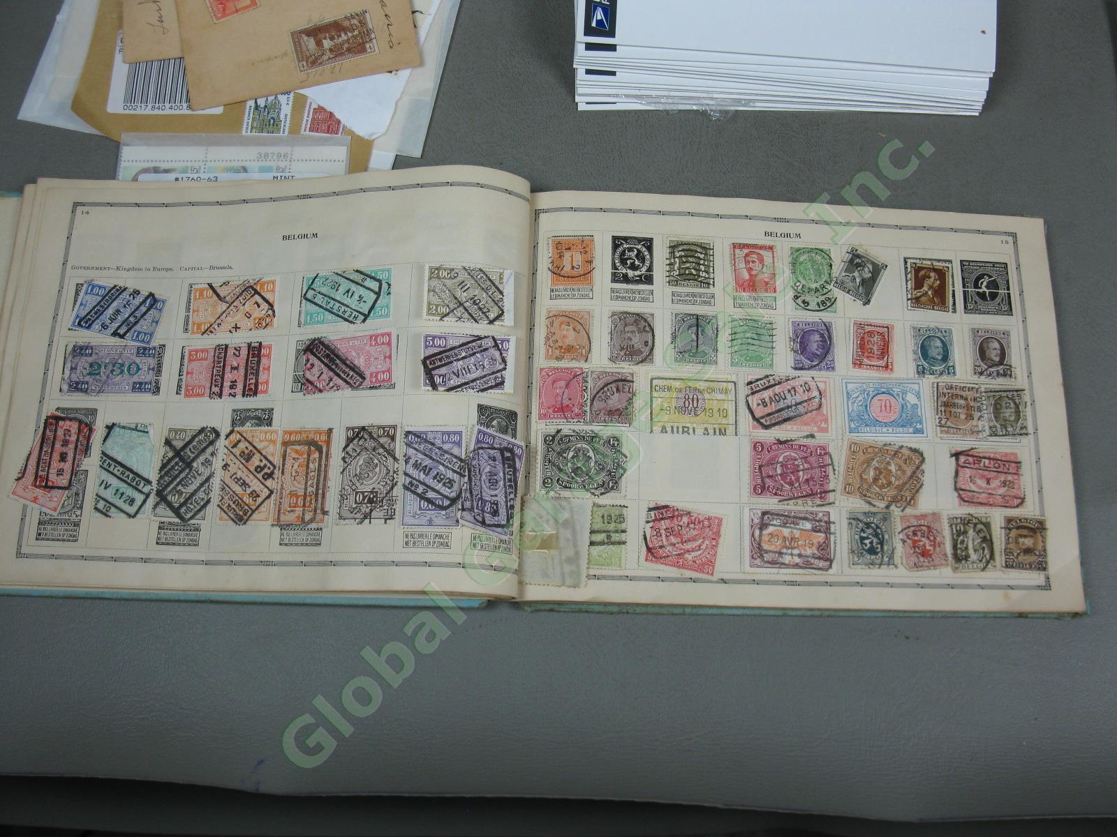 Vtg US + World Stamp Lot 1928 Scotts Imperial Album Sheets Blocks Postcards NR! 8